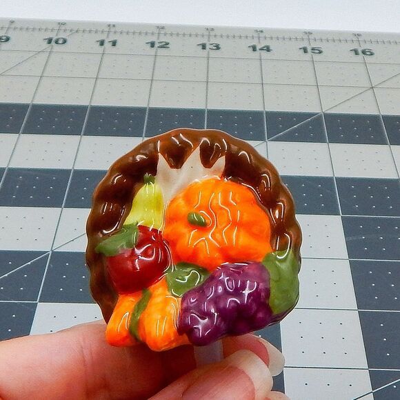 Nora Fleming Mini Autumn's Bounty Retired Cornucopia Mini Thanksgiving Pumpkin - Picture 1 of 7